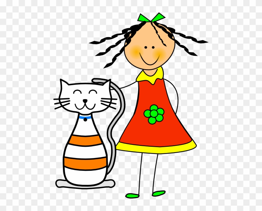 Cat And Girl Clip Art - Pat Clipart #236059