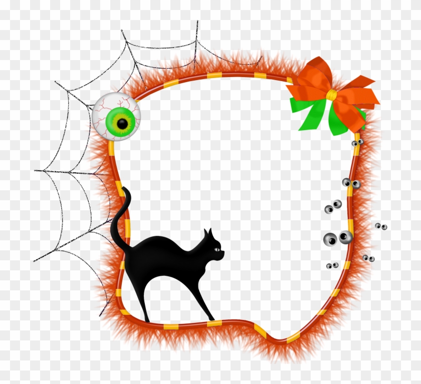 Halloween Transparent Photo Frame With Black Cat - Halloween Frame Clipart Transparent #236063