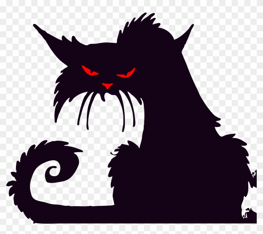 Grumpy Cat Halloween Clipart - Creepy Black Cat Cartoon #236072