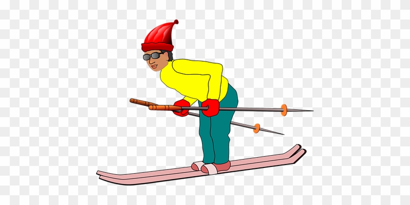 Skier Man Sports Hat Person Skiing Cold Sk - Free Clipart Ski #236300