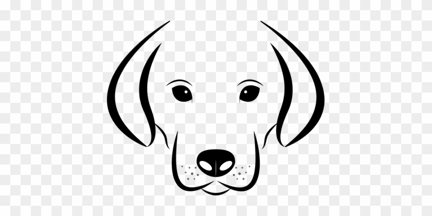 Dog Head White Background Labrador Animal - Dog Face Black And White Clip Art #236499