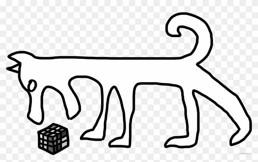 Dog Outline Animal Free Black White Clipart Images - Rubik's Cube #236550
