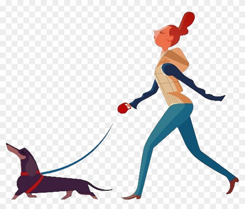 Dog Walking Woman - Woman Walking Dog Png #236572