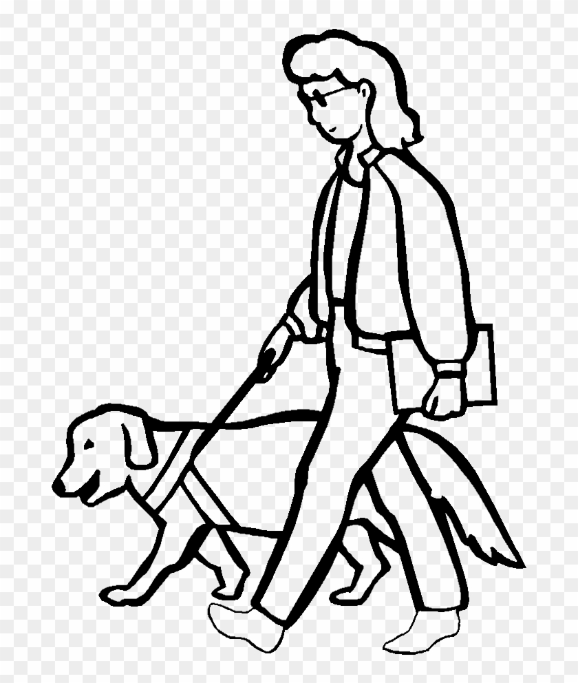 A Blind Woman Walking With Dog Coloring Pages - Walking Dog Coloring Page #236668