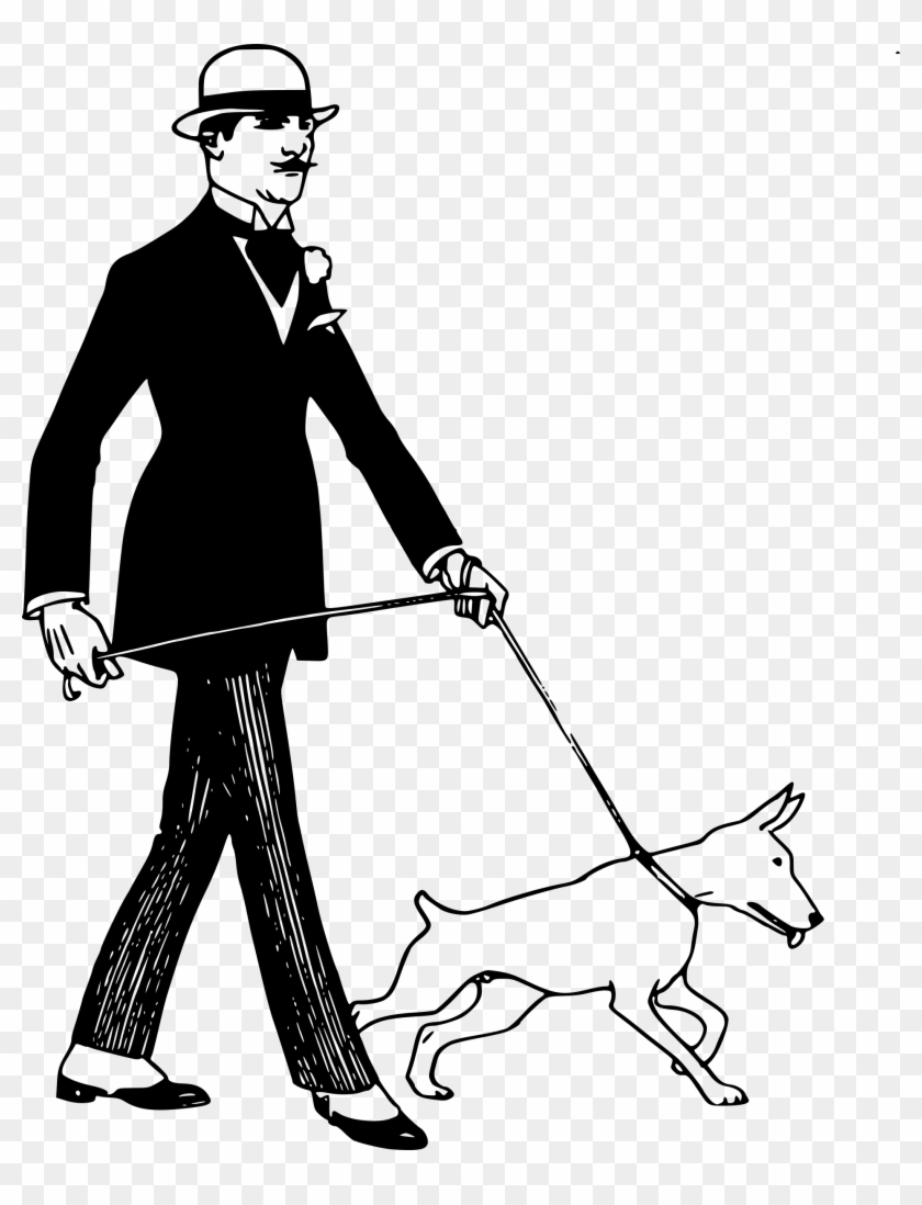 Big Image - Man With A Dog Clipart #236672