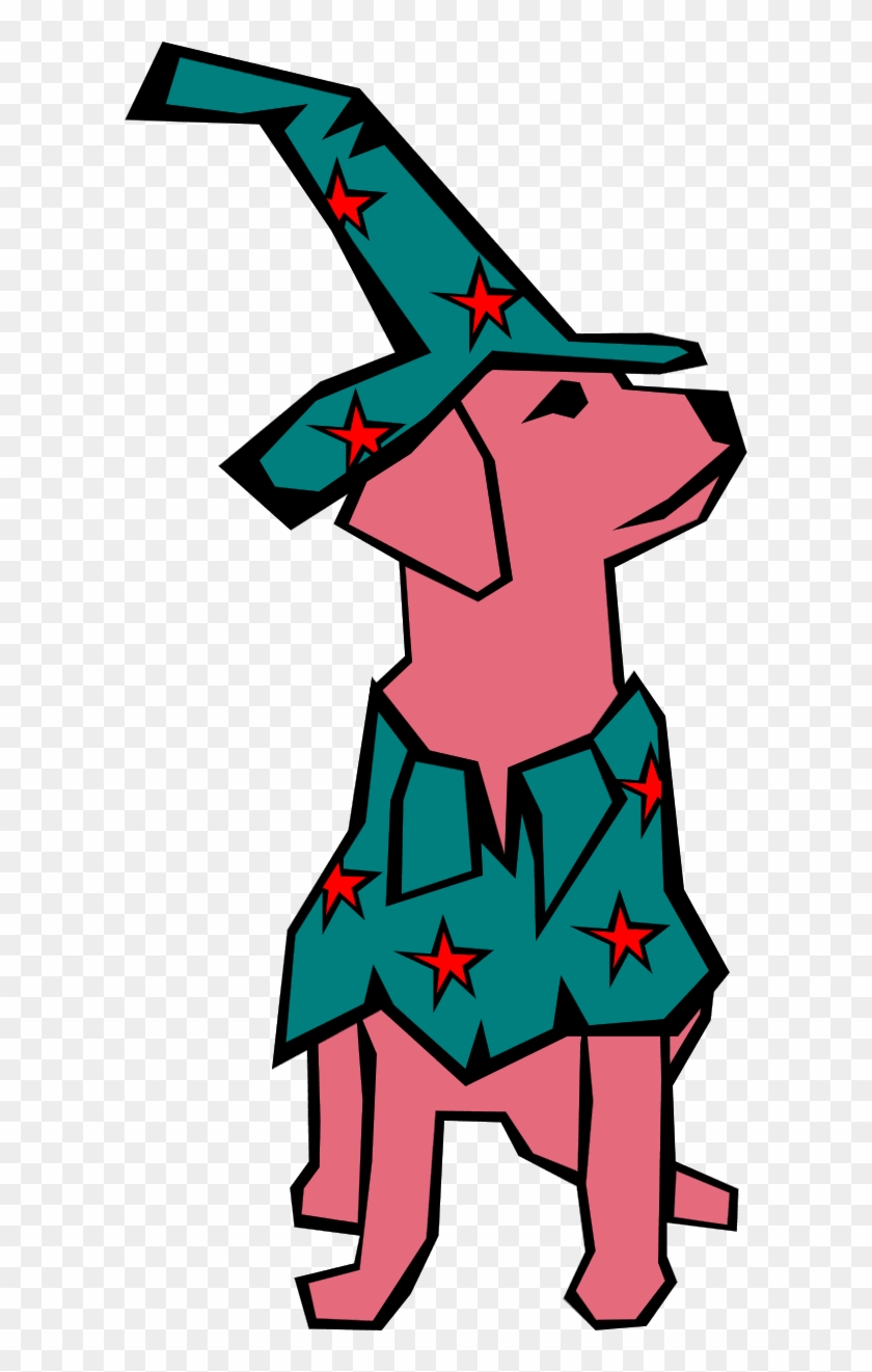 Dog Sitting Wearing Tall Hat - Halloween Dog Clip Art #236840