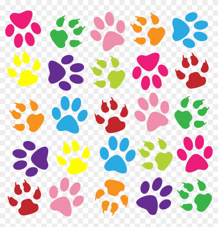 Colorful Paw Prints Pattern Background Bclipart - Colorful Paw Print Background #236850