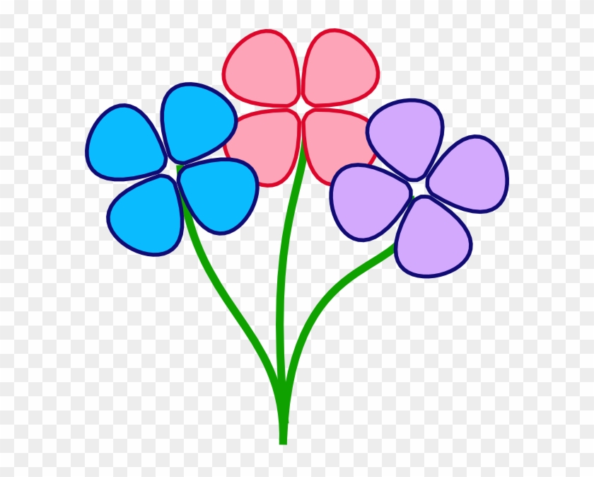 Three Colorful Flowers Clip Art At Clker - Colorful Flowers Clipart #237087