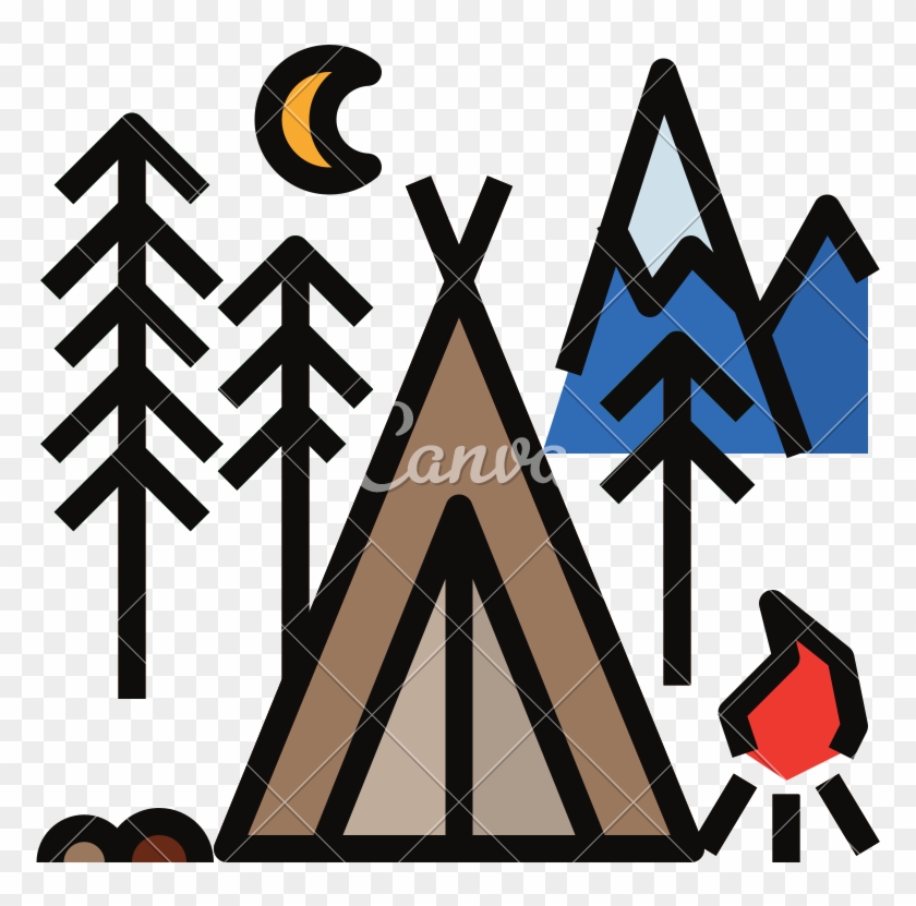Camp Camping Tent Moon Icon - Camp Camping Tent Moon Icon #1507854