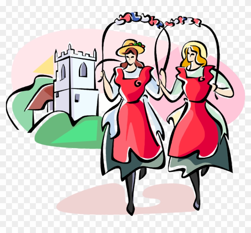 Vector Illustration Of English Folk Dance Morris Dancers - Vector Illustration Of English Folk Dance Morris Dancers #1508342