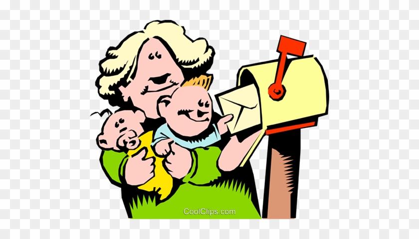 Cartoon Mother Getting The Mail Royalty Free Vector - Cartoon Mother Getting The Mail Royalty Free Vector #1509071