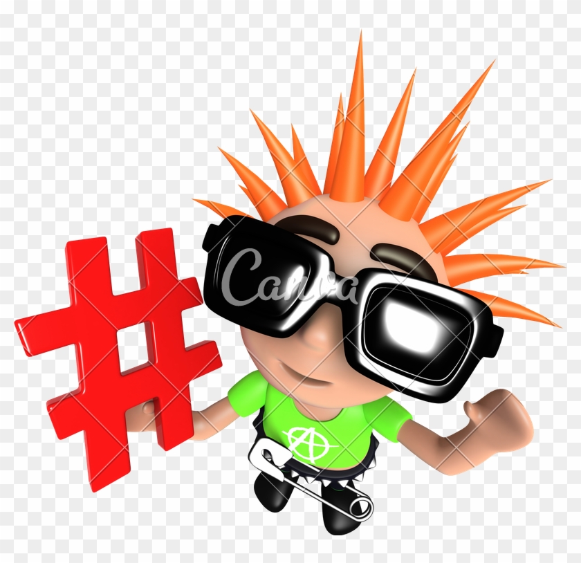 3d Funny Cartoon Punk Rocker Kid Character Holding - 3d Funny Cartoon Punk Rocker Kid Character Holding #1510935