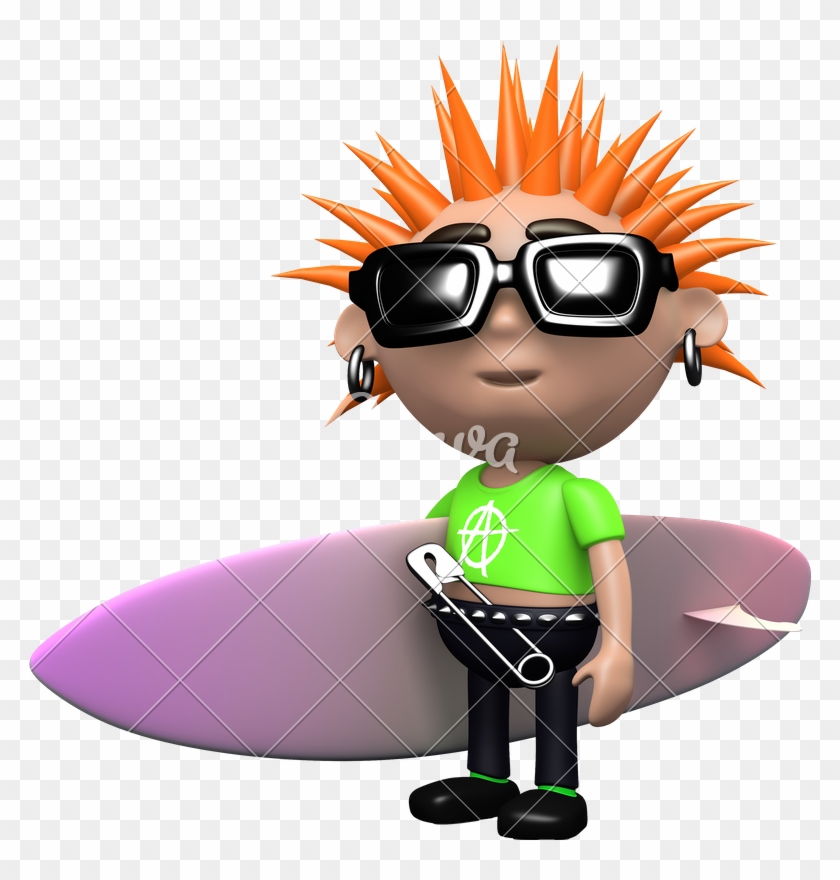 3d Punk With Surfboard - 3d Punk With Surfboard #1510939