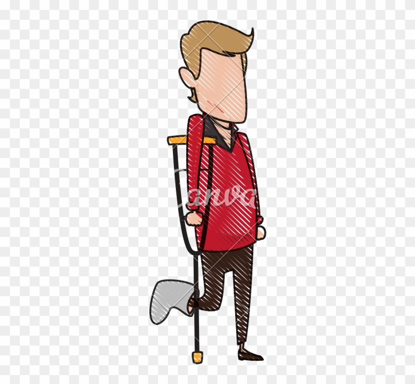 Cartoon Man Foot With Medical Plaster Disability Walking - Cartoon Man Foot With Medical Plaster Disability Walking #1511290