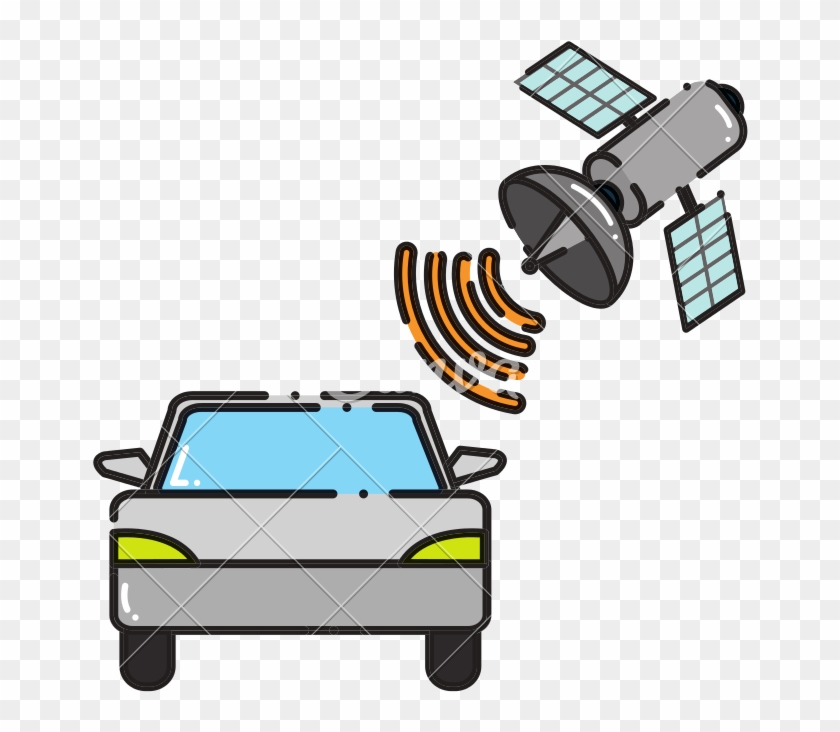 Dashed Line Car Transportation With Satellite Global - Dashed Line Car Transportation With Satellite Global #1513580