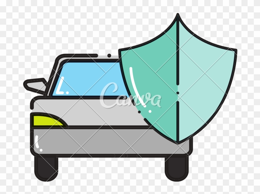 Dashed Line Car Transport With Shield Security Design - Dashed Line Car Transport With Shield Security Design #1513590