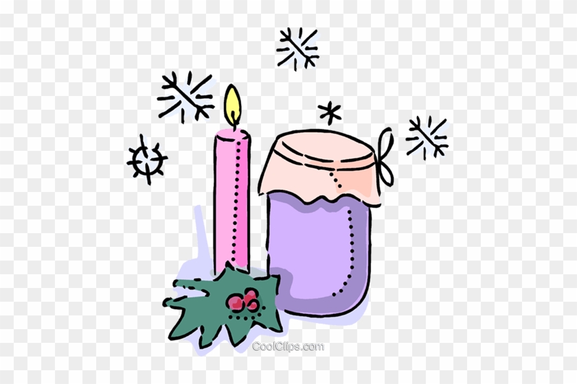 Christmas Candle With A Jar Of Preserves Royalty Free - Christmas Candle With A Jar Of Preserves Royalty Free #1513997