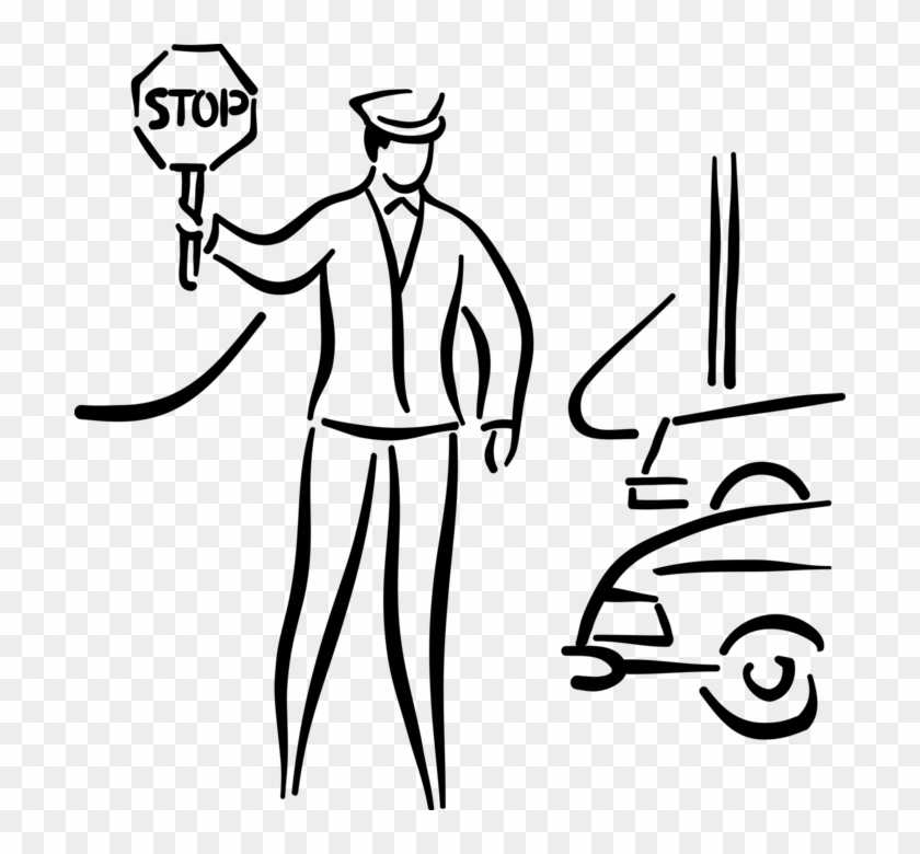 Vector Illustration Of School Crossing Guard Stops - Vector Illustration Of School Crossing Guard Stops #1514218