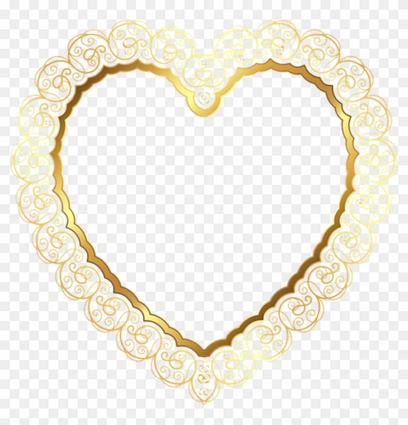 Gold Lace Heart Border Decoration Frame Deco Accents - Gold Lace Heart Border Decoration Frame Deco Accents #1515185