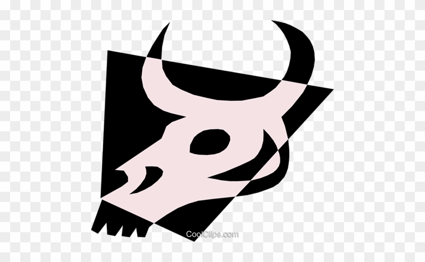 Cow Skull Royalty Free Vector Clip Art Illustration - Cow Skull Royalty Free Vector Clip Art Illustration #1516159