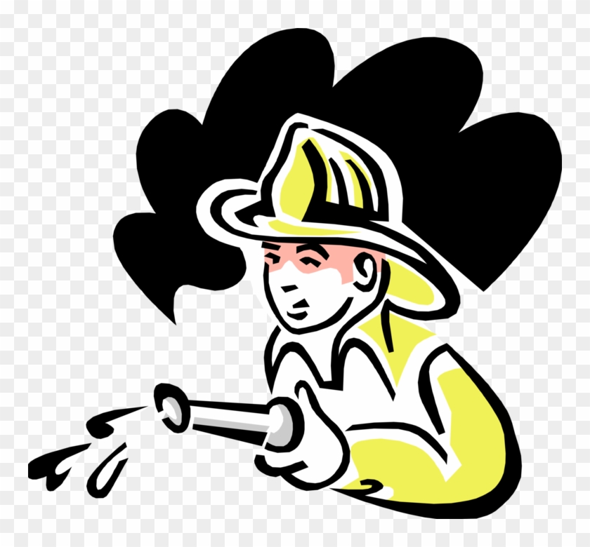 Vector Illustration Of 1950's Vintage Style Child Fireman - Vector Illustration Of 1950's Vintage Style Child Fireman #1517184