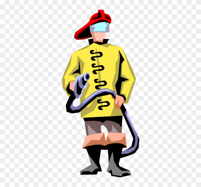 Vector Illustration Of Fireman Ready To Fight Fire - Vector Illustration Of Fireman Ready To Fight Fire #1517217