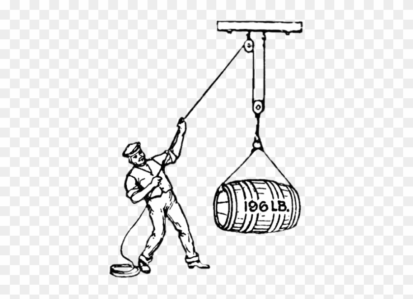 Man Lifting Heavy Barrel With Pulley - Man Lifting Heavy Barrel With Pulley #1519041