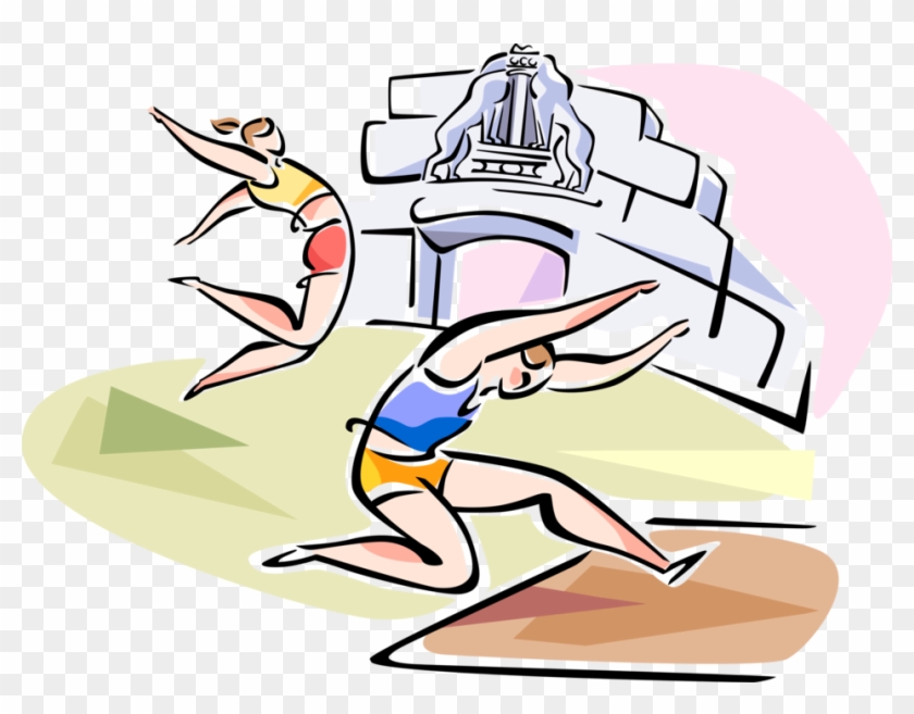 Vector Illustration Of Track And Field Long Jumpers - Vector Illustration Of Track And Field Long Jumpers #1519288