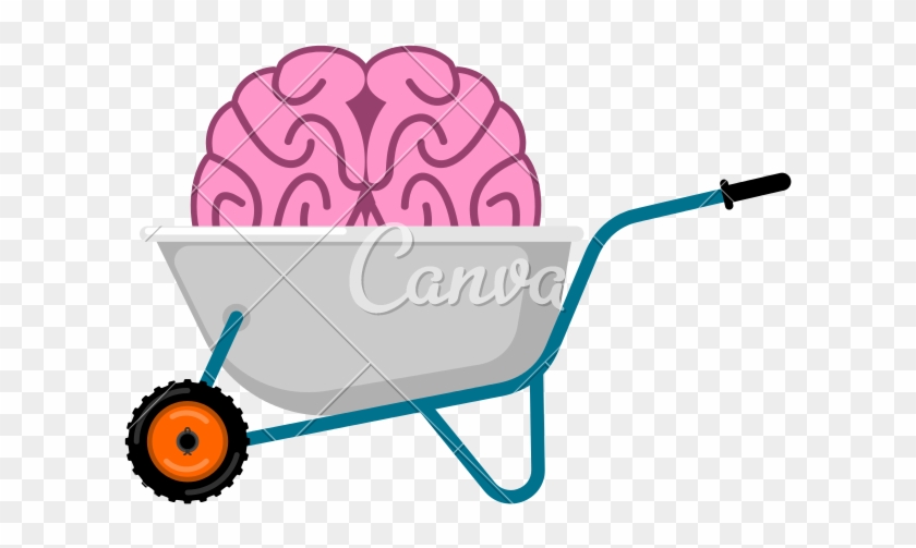 Wheelbarrow And Brain Vector Illustration Design - Wheelbarrow And Brain Vector Illustration Design #1520417