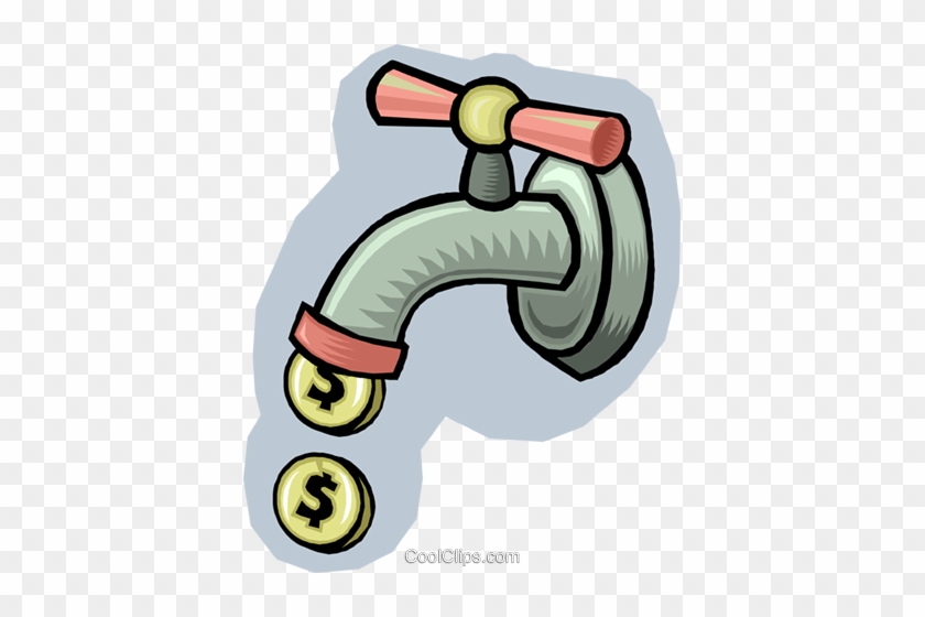 Water Faucet Dripping Coins Royalty Free Vector Clip - Water Faucet Dripping Coins Royalty Free Vector Clip #1522132