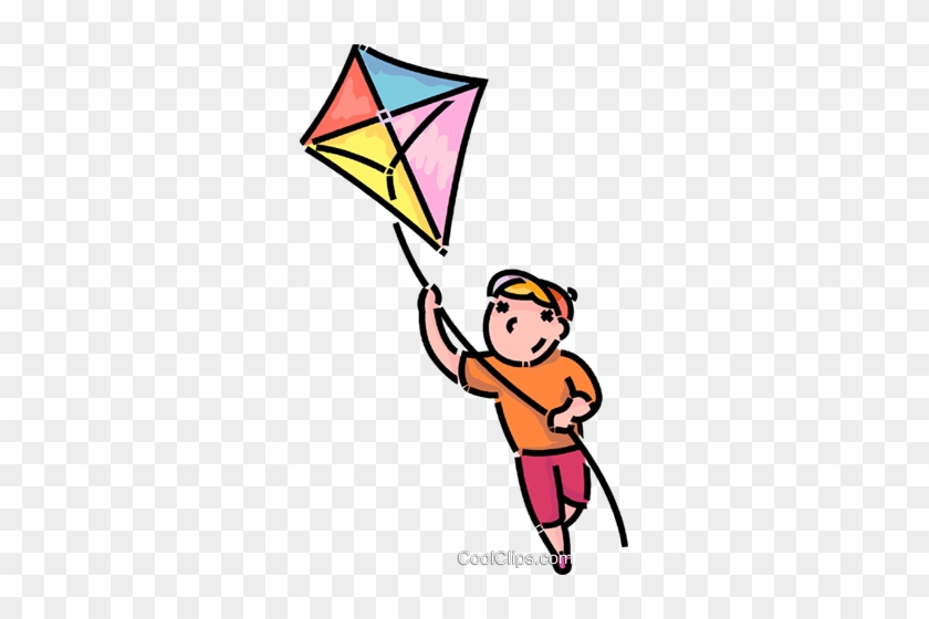 Boy Flying A Kite Royalty Free Vector Clip Art - Boy Flying A Kite Royalty Free Vector Clip Art #1524570