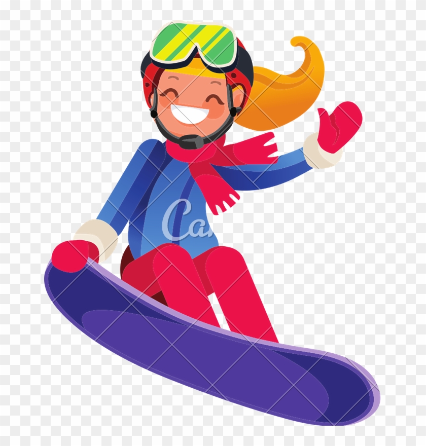 Snowboarder Girl Jumping Downhill - Snowboarder Girl Jumping Downhill #1526701