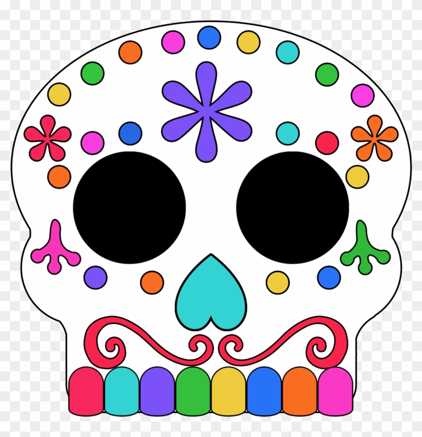 Colored In Day Of The Dead Sugar Skull Masks - Colored In Day Of The Dead Sugar Skull Masks #1526932