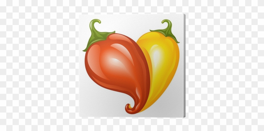 Vector Hot Chilli Pepper In The Shape Of Heart Canvas - Vector Hot Chilli Pepper In The Shape Of Heart Canvas #1527375
