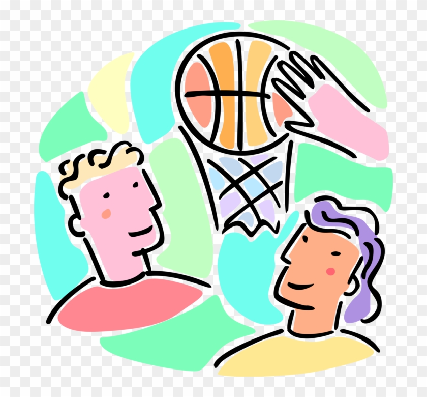 Vector Illustration Of Boys And Girls Play Basketball - Vector Illustration Of Boys And Girls Play Basketball #1528026