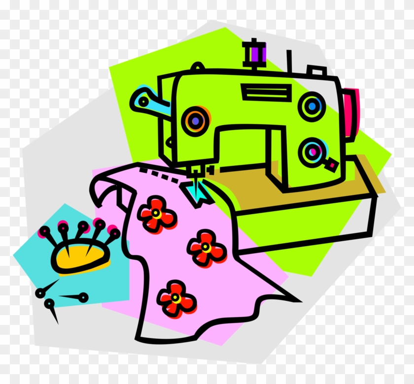 Sewing Machine Royalty Free Vector Clip Art Illustration - Sewing Machine Royalty Free Vector Clip Art Illustration #1528657