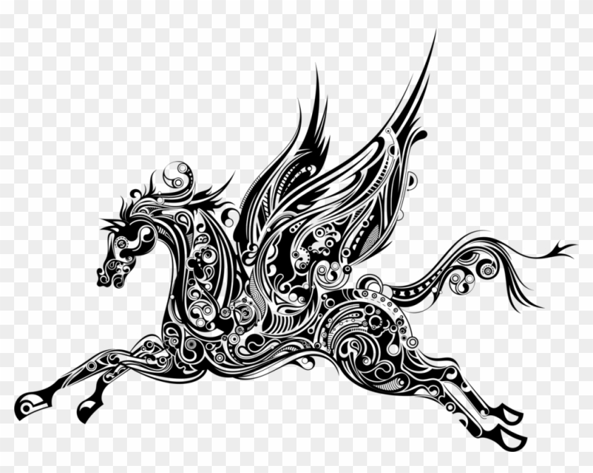 Horse Pegasus Winged Unicorn Silhouette Drawing - Horse Pegasus Winged Unicorn Silhouette Drawing #1529507