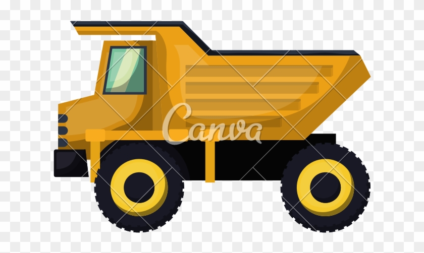 Dump Truck Flat Icon Colorful Silhouette With Half - Dump Truck Flat Icon Colorful Silhouette With Half #1529537