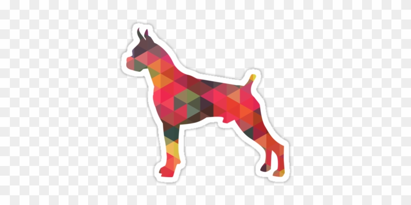 Boxer Dog Colorful Geometric Pattern Silhouette Sticker - Boxer Dog Colorful Geometric Pattern Silhouette Sticker #1530842