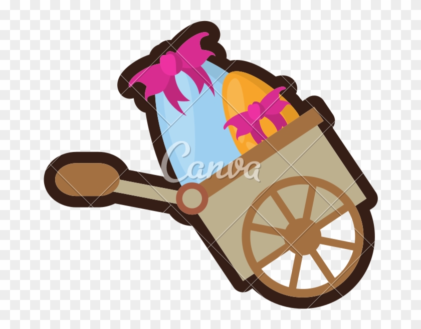 Cartoon Hand Cart With Easter Eggs - Cartoon Hand Cart With Easter Eggs #1530866