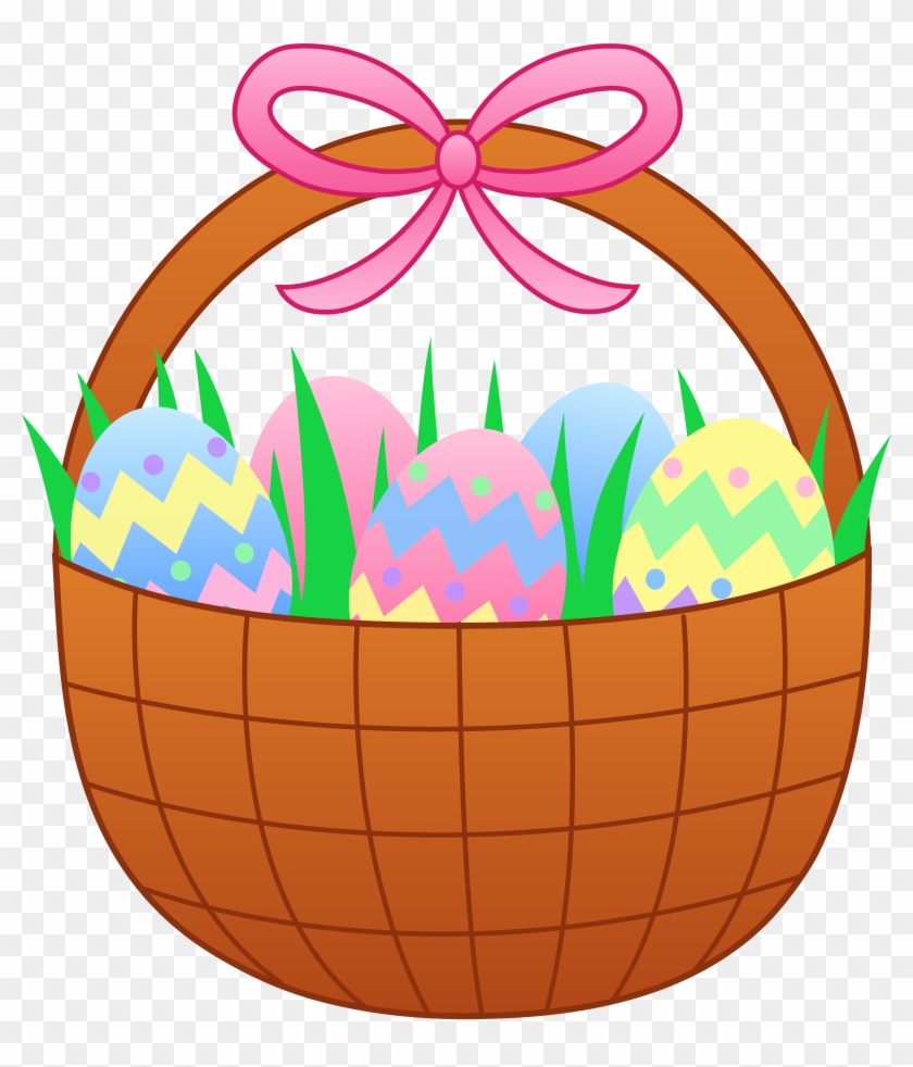 Easter Basket With Colorful Eggs - Easter Basket Of Eggs #237326