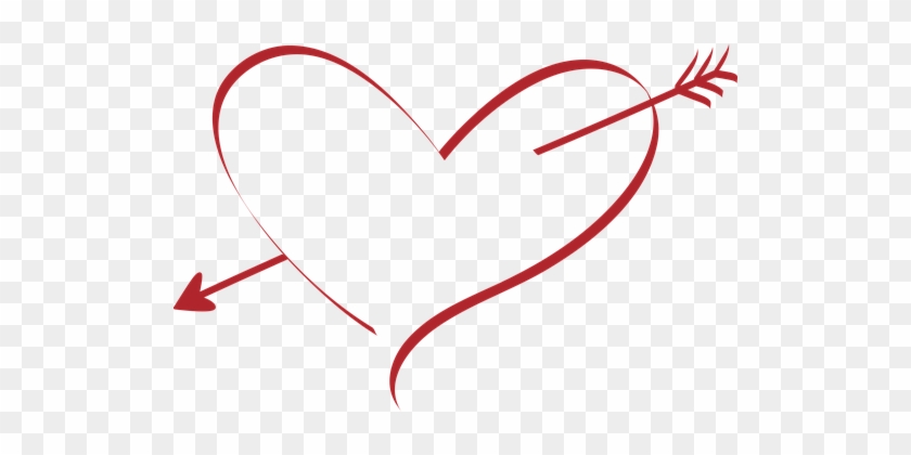 Heart Love Wedding Amor Arrow Red Pierced - Heart With Cupid's Arrow #237435