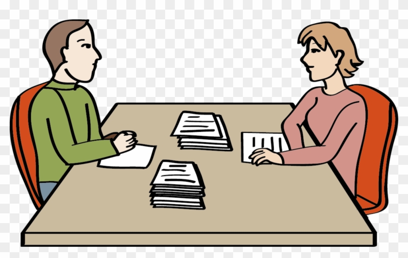 Zwei Personen Sitzen An Einem Tisch - Gespräch Clipart #237972
