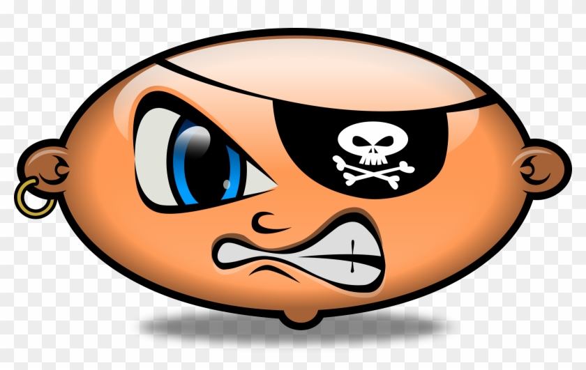 Pirate Angry Emoticon Smiley Smilies Head - Pirate Eye Patch Clipart #238196