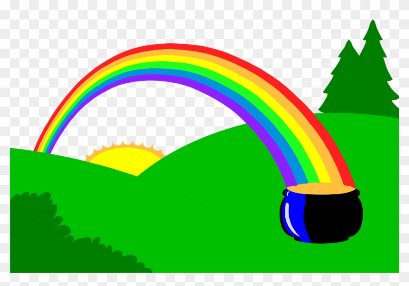 Pot Of Gold At End Of Rainbow Clip Art - Pot Of Gold And Rainbow #238291