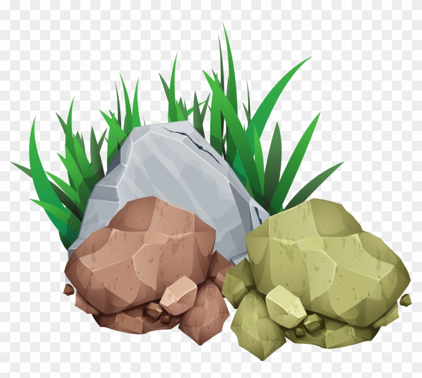 Rock Stone Clip Art - Clipart Of Grass And Rocks Png #240348