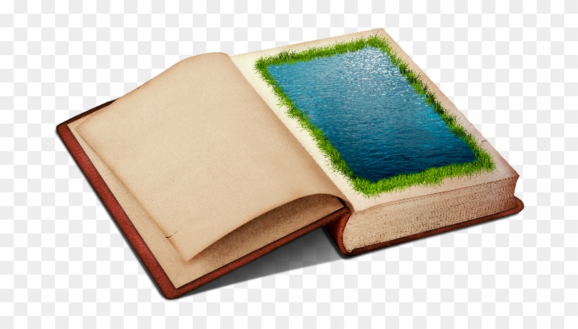 Open Book Png Clipart With Water Page And Grass Border - Portable Network Graphics #240410