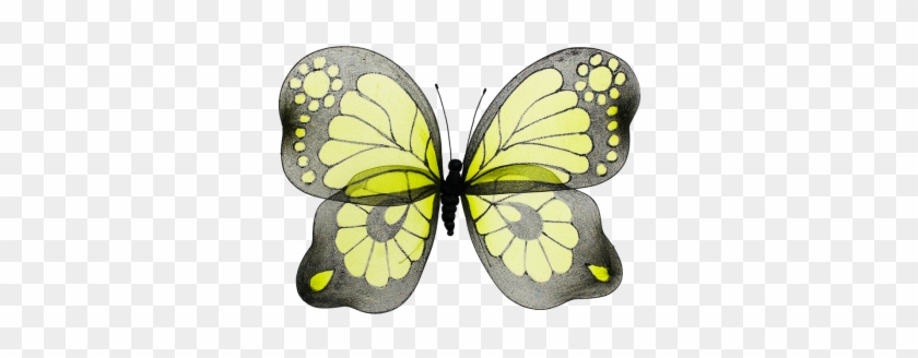 Schmetterling Nylon Handbemalt Grün Schwarz 60 X 40 - Green #240449