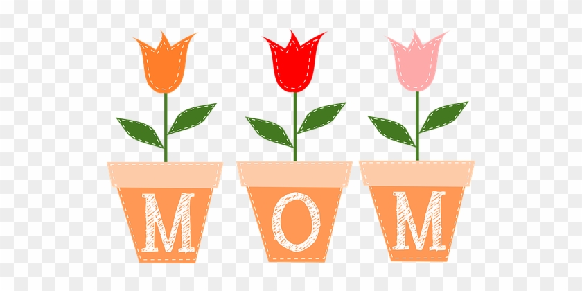 Tulpen, Blumen, Töpfe, Blätter, Frühling - Clip Art For Mother's Day #240451
