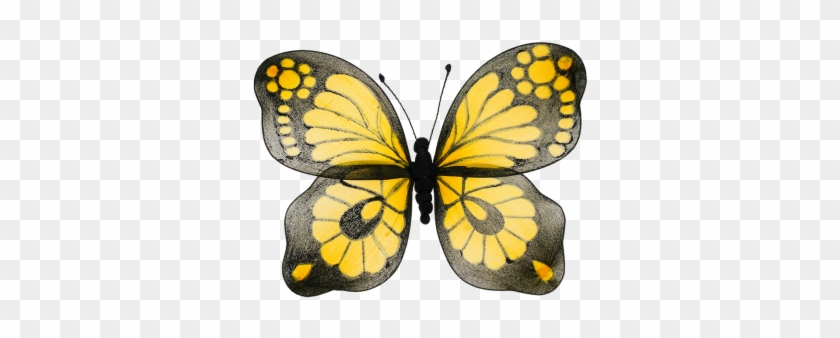 Schmetterling Nylon Handbemalt Gelb Schwarz 35 X 25 - Yellow #240487